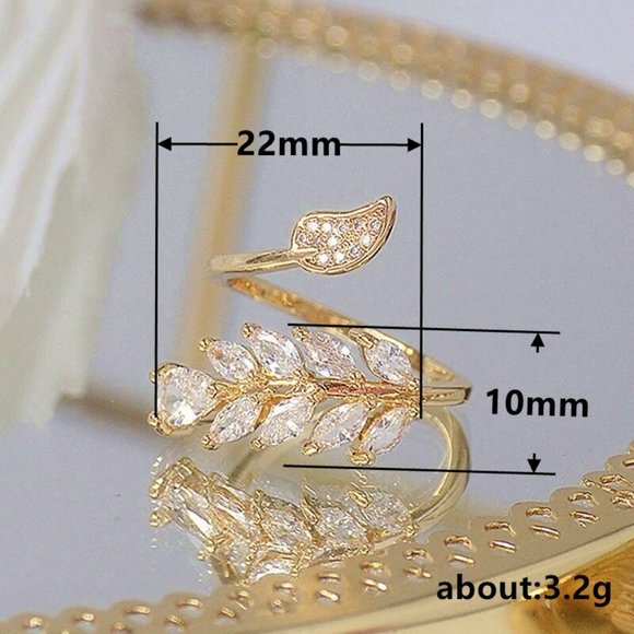 "18K Gold Plated Lovely Leaf Design Open Wedding Ring, FB16FA1068 - Picture 6 of 6